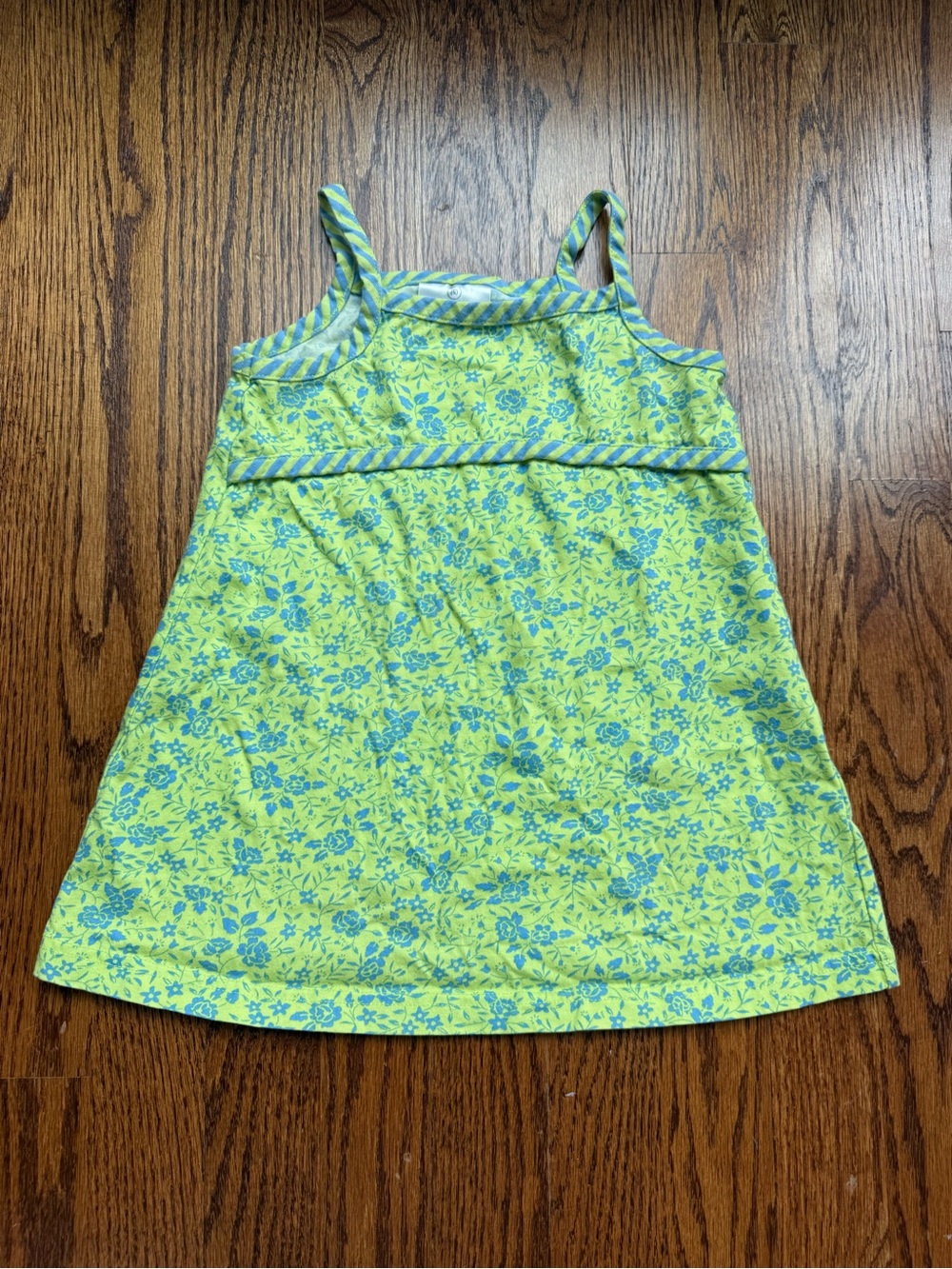 Green and Blue Y2K Floral Tank Top Dress 18-24 Months